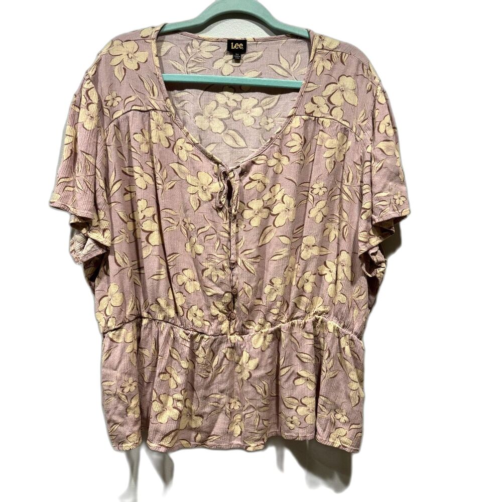 NWOT Lee Top Floral Peplum Blouse Boho Cottagecore Mauve Girly Womens sz 3X Plus